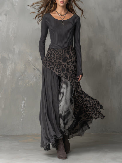 Martina | Vestido largo de estilo bohemio con estampado de leopardo • S1