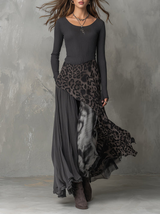 Martina | Vestido largo de estilo bohemio con estampado de leopardo • S1