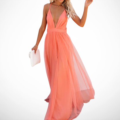 Ginevra | Maxi Vestido Luz Coral