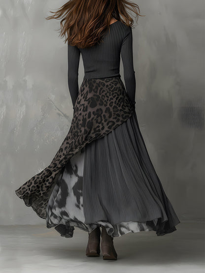 Martina | Vestido largo de estilo bohemio con estampado de leopardo • S1