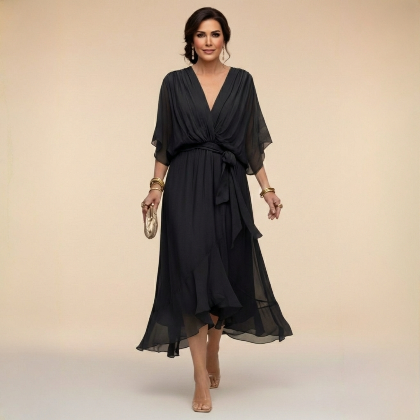 Sfumato | Vestido de Chiffon con Escote en V