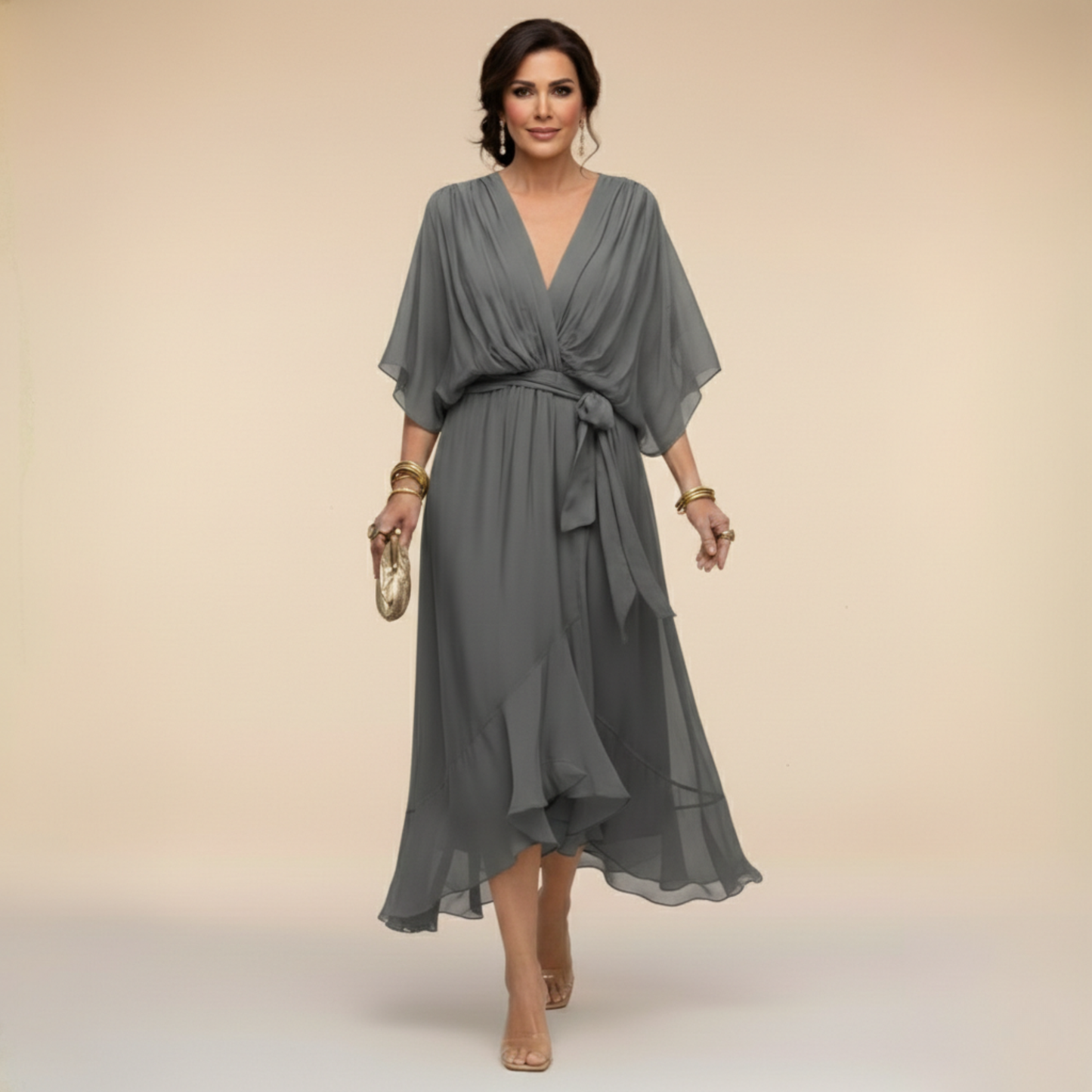 Sfumato | Vestido de Chiffon con Escote en V