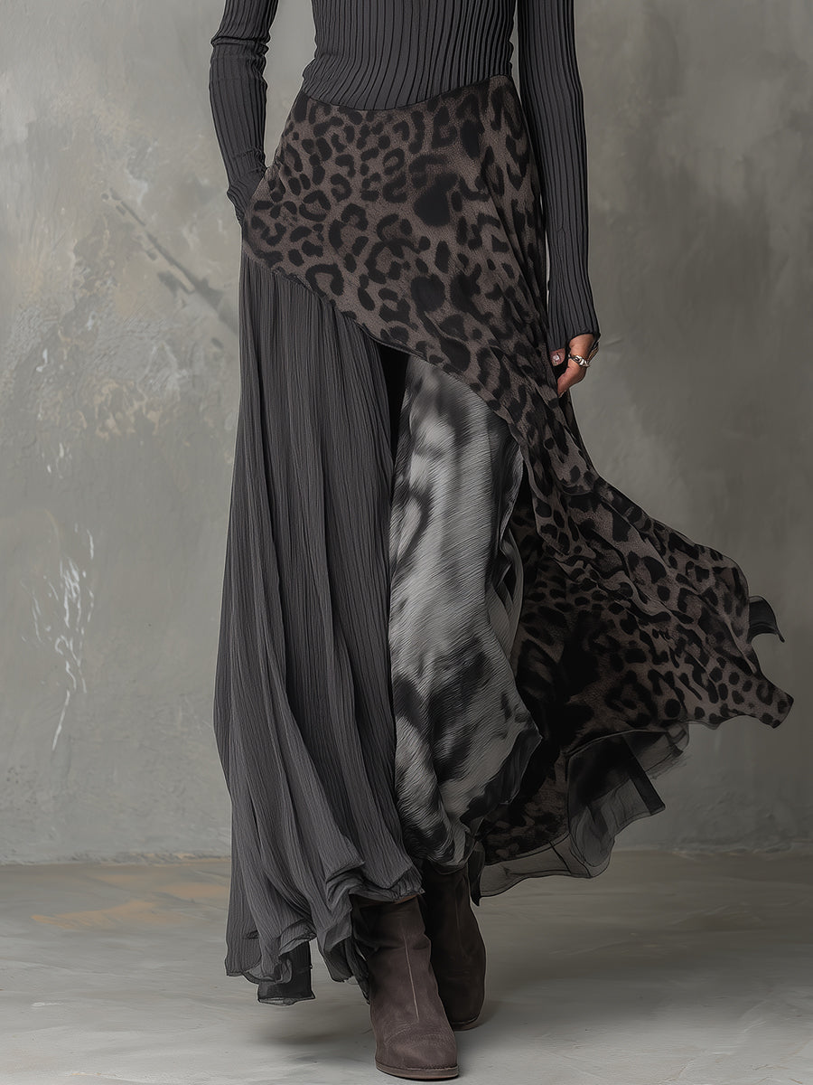 Martina | Vestido largo de estilo bohemio con estampado de leopardo • S1