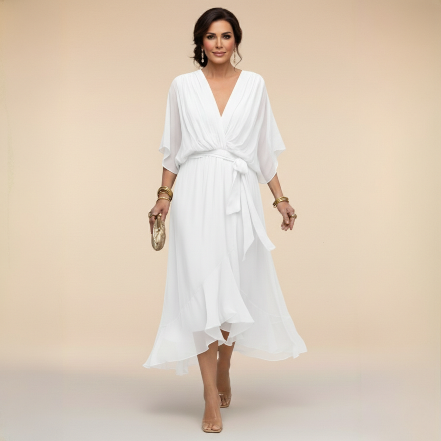 Sfumato | Vestido de Chiffon con Escote en V