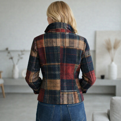 Natalia – Chaqueta intermedia a cuadros con cuello