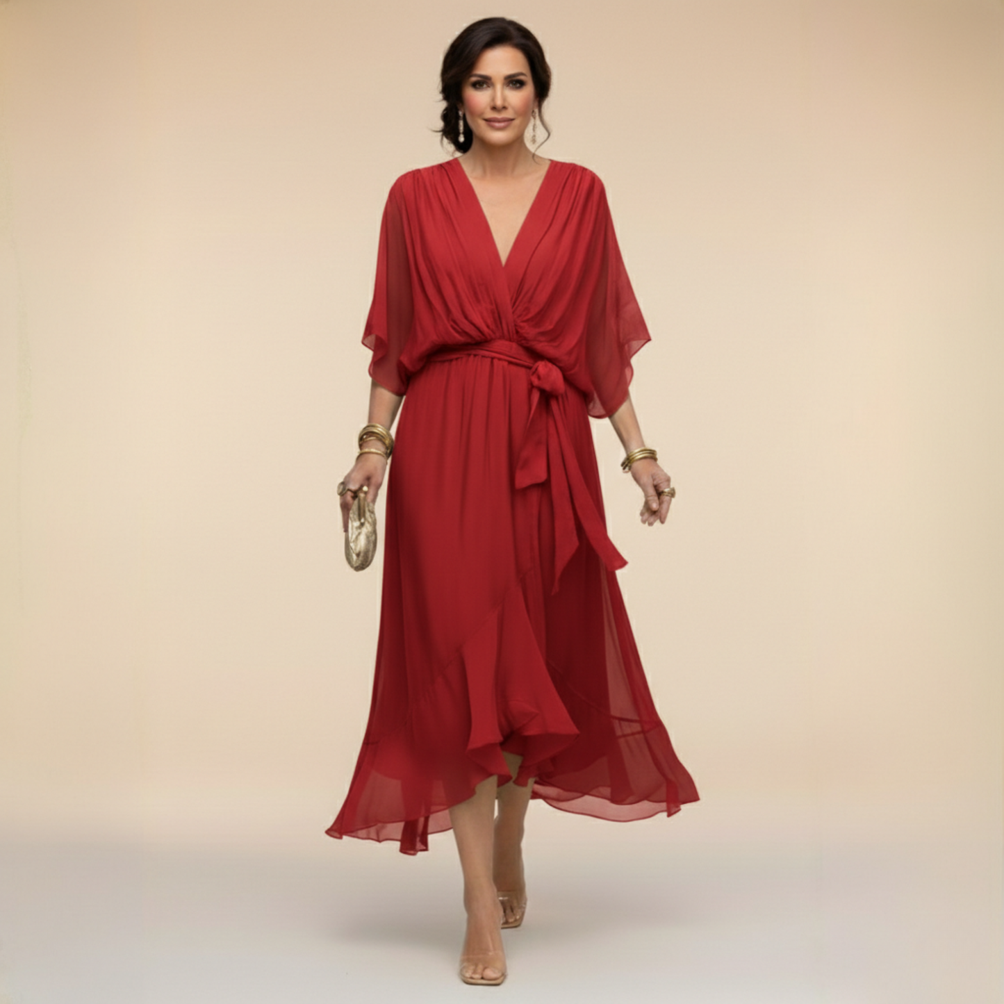 Sfumato | Vestido de Chiffon con Escote en V