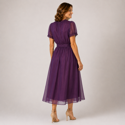 Flavia | Maxi Vestido con Escote en Gota y Bordes de Encaje Chiffon