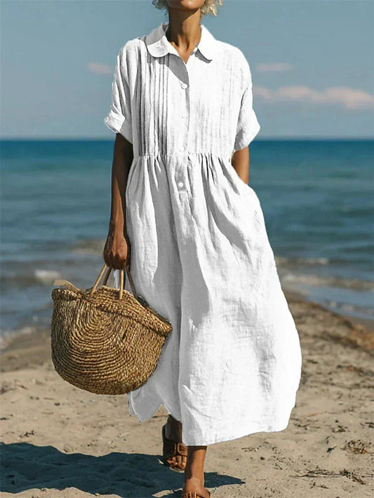 ARIANNE | Vestido camisero elegante y fluido de algodón