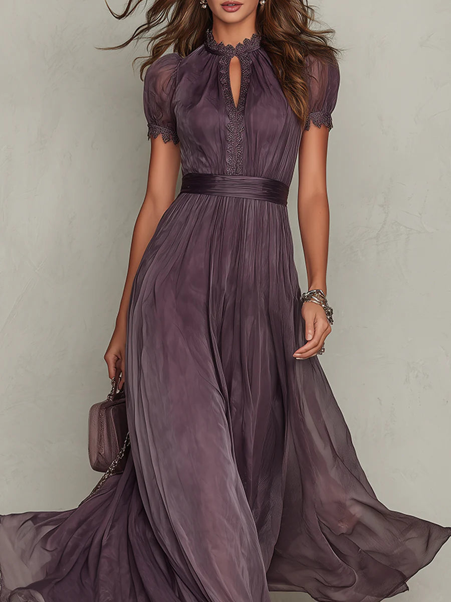 Ashley | Vestido largo de chiffon, elegante y vintage