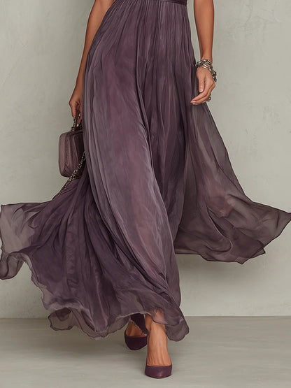 Ashley | Vestido largo de chiffon, elegante y vintage