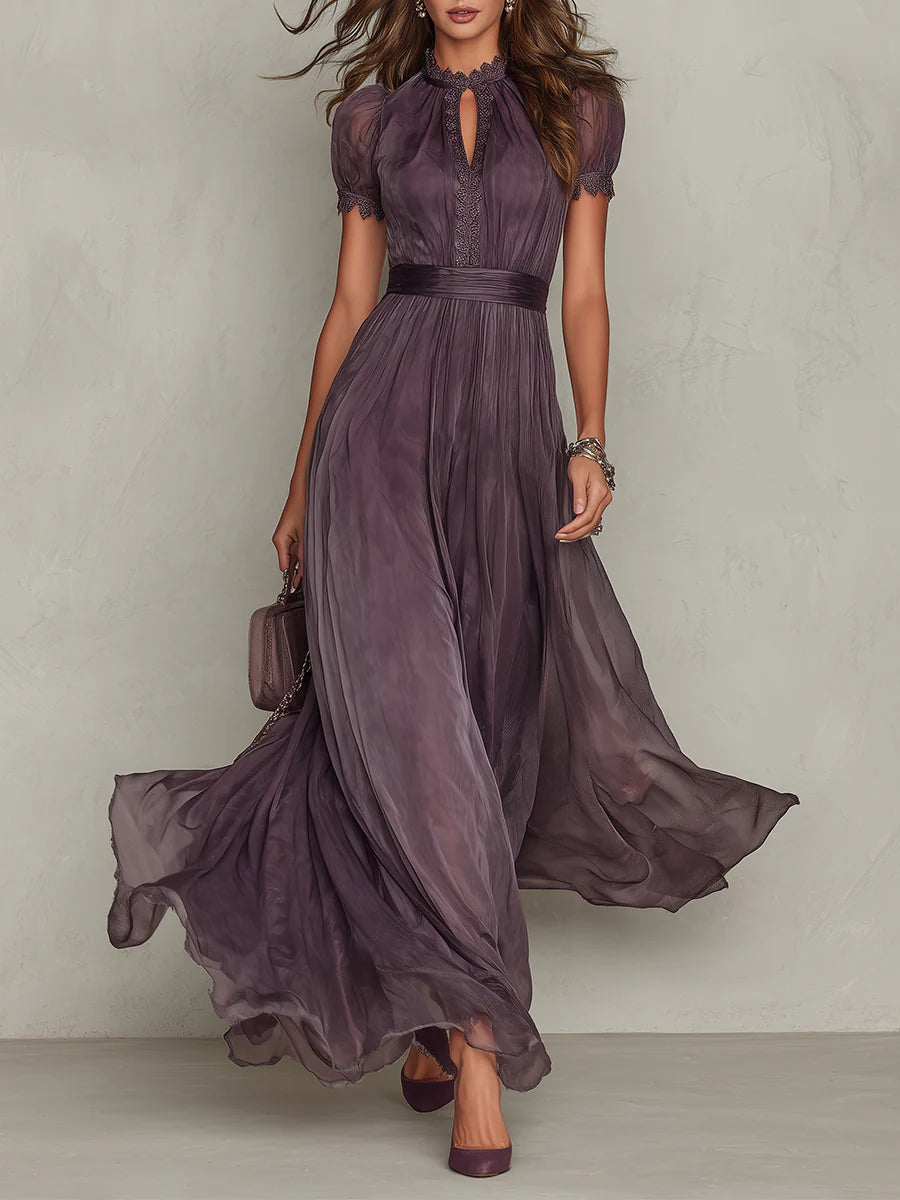Ashley | Vestido largo de chiffon, elegante y vintage