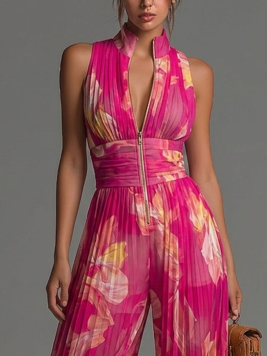 Mono Zsófia | Chifón Floral Plisado Fucsia • S1