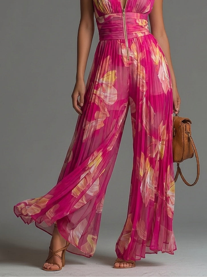 Mono Zsófia | Chifón Floral Plisado Fucsia • S1