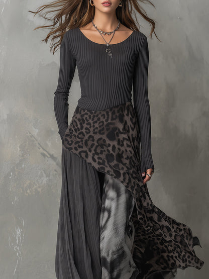 Martina | Vestido largo de estilo bohemio con estampado de leopardo • S1