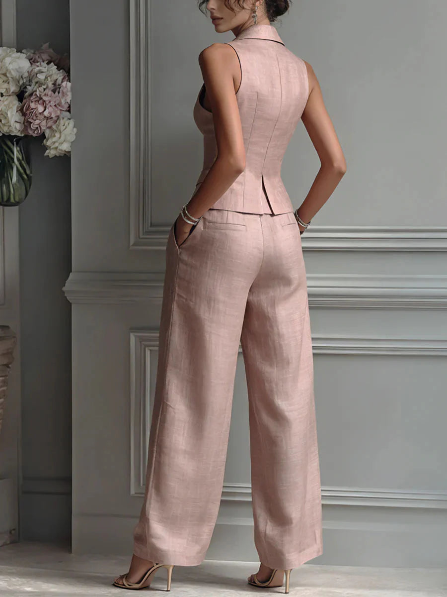 ANNE | Conjunto de mujer de dos piezas con escote en V y botones
