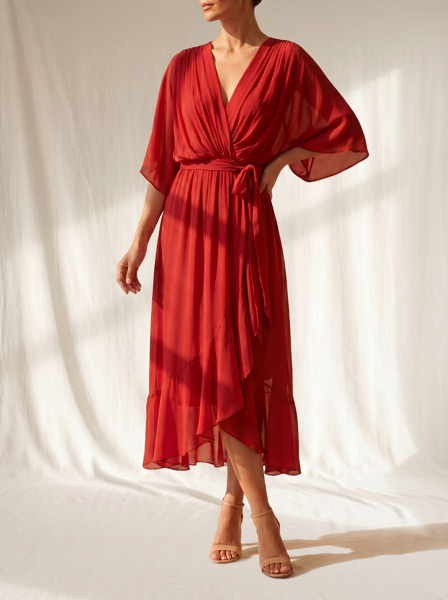 Sfumato | Vestido de Chiffon con Escote en V