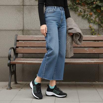 Ambulo Zapatos Ortopédicos de Tejido - Verde Negro