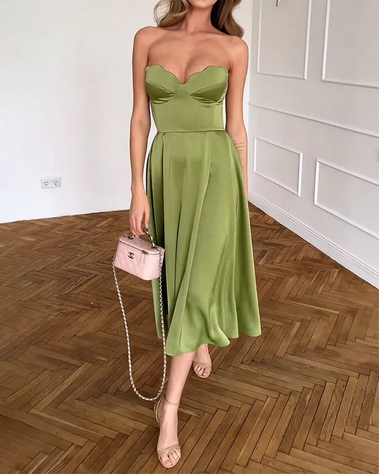 Liora | Vestido medio, elegante sin tirante