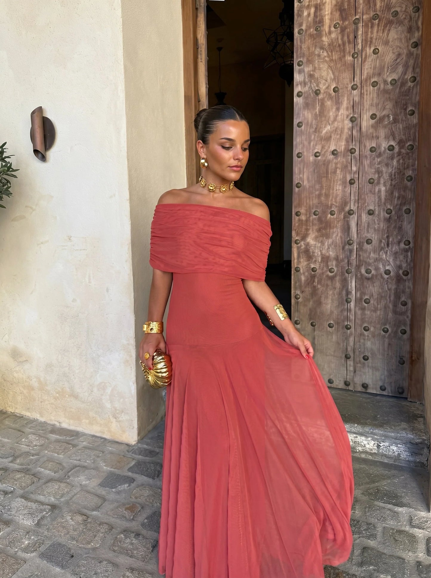 LUCIA - Vestido elegante de malla sin tirantes