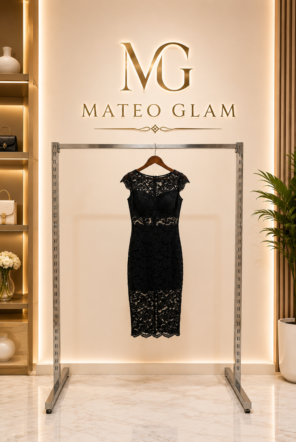 Valentina Noir | Vestido Midi de Encaje Elegante