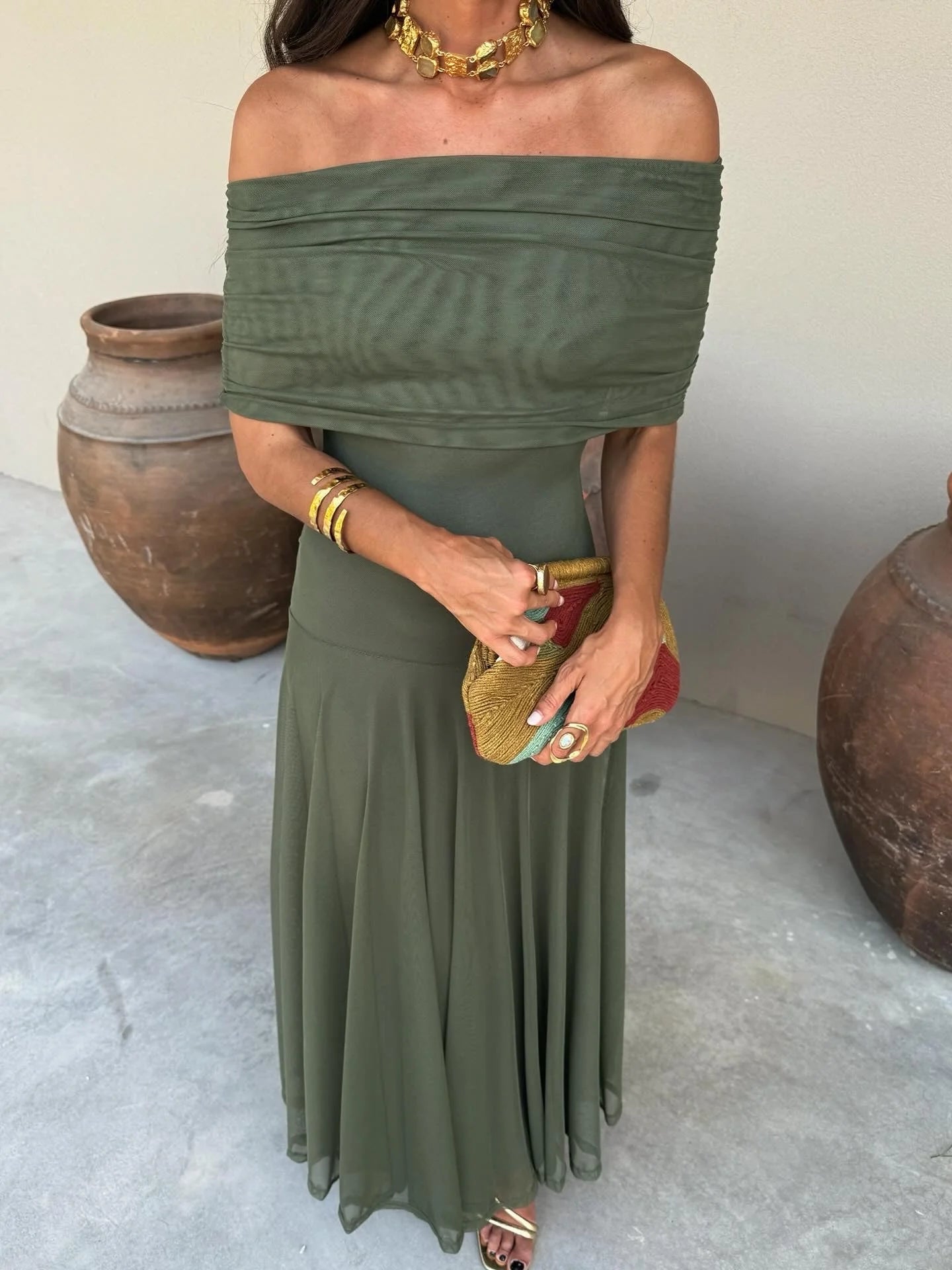 LUCIA - Vestido elegante de malla sin tirantes